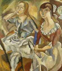 テーブルの若い女性; Young Girls Attablees（Recto）、c.1915-1919（キャンバスに油彩）