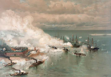 モービル湾の戦い by ルイ・プラン（1824-1909）