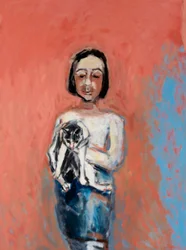猫を連れた少女, 2000 （キャンバスに油彩）