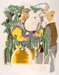 ユーモラスなワインのイラスト 1946.Illustration by Julien Pavil