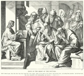 医師たちの中にいるイエス（彫刻