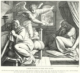 ヨセフはエジプトに逃れるように警告された（エングレービング