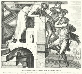 二人のスパイがラハブの家から脱出する（エングレービング