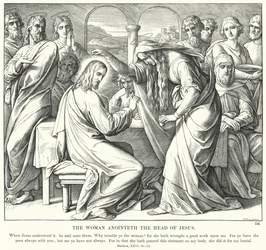 女はイエスの頭に油を塗った（エングレービング