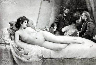 画家のアトリエのエミール・ゾラ（1840-1902）、1891年