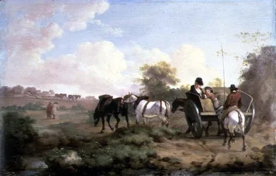 Going to Market」（油彩・パネル）（ペアは106157参照）