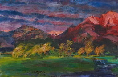 夕焼けの岬の風景。 1903（？）