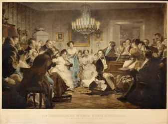 ウィーンのサロンでのシューベルトとの夕べ...（エングレーヴィング）