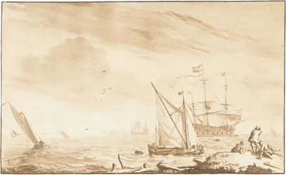 浜辺の軍艦