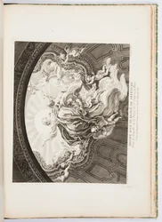 Oeuvres de Juste-Aurèle Meissonnier (Just-Aurèle Meissonnier の作品) の、パリのサン シュルピスの聖母礼拝堂の塗装天井のデザイン、プレート 105