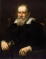 ガリレオ・ガリレイの肖像 ガリレオ・ガリレイとして知られるイタリアの天文学者（1564-1642） サステルマン派の絵画。