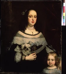 Portrait of a woman and a little girl (女性と少女の肖像)。 Justus Suttermans (1597-1681) の絵画。 キャンバスに油彩、89 x 74 cm、1660年頃。フラマン美術、バロック様式。 プーシキン美術館、モスクワ。
