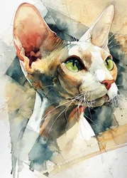 緑色の瞳のスフィンクス猫