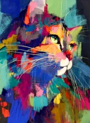鮮やかな抽象画の猫