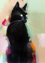 鮮やかな黒猫