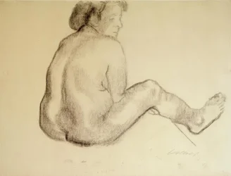 KätheKollwitz、座っている女性の背中が右に振る舞う
