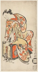 猫と遊ぶ花魁
