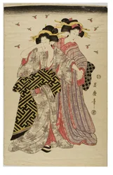 花魁と蛍 1800-1842年頃 木版・紙