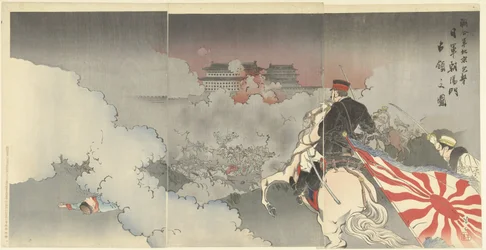 連合軍が北京を攻撃。 朝陽門前の日本軍。 連合軍 ペキンハイビー 日軍 恵方 洋門 千両之図