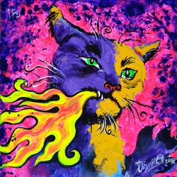生き生きとした火を吐く猫