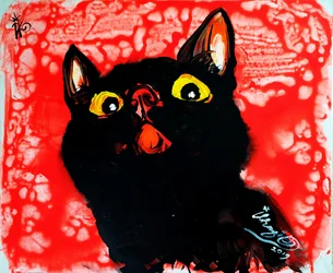 鮮やかな黒猫の肖像