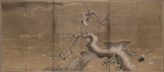 梅とキジの冬景色（鳥左）