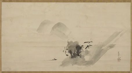 風景、掛け軸、17世紀