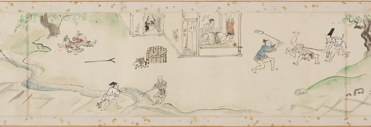 地蔵菩薩による奇蹟 絵巻の一節写本、江戸時代、1627年。