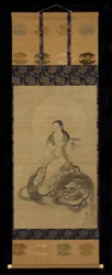 もんじゅぼさつ（紙に墨と色）