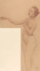 腕を伸ばした女性のヌード