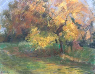 メイ・バンクスの秋、サセックス、2000年（紙にパステル）