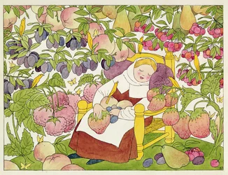 ハンス・ザックス（1494-1576）作「シュラーラッフェンランド」の挿絵（紙にペン・インクと水彩画）