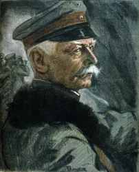 Primeira Guerra Mundial: Retrato do soldado alemão Erich von Falkenhayn (1861-1922). Ilustração de Karl Bauer (1868-1942)