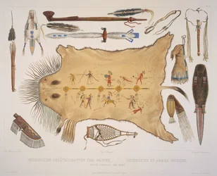 A. Zschokke und J. Hurlimanによって彫刻されたインドの道具と腕、1840年に公開（アクアチント）