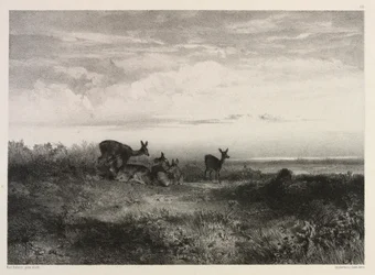 鹿のいる風景、c。 1840。