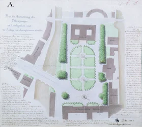 Lustgartenの再設計、1828年（トイレと紙にペンとインク）