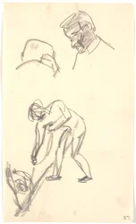 小キズ多数：一対のフィギュア2頭（構図案？）
