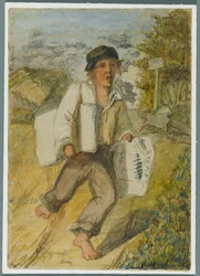 新聞の少年、1864年（黒人メディアを引きずりながらトイレ）