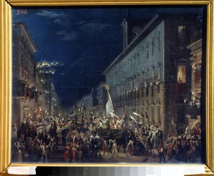 ローマの政治的徴候 (ローマの政治的徴候) - Karl Pavlovich Briullov (Briullov) (1799-1852) による絵画 - キャンバスに油彩、37 x 46 cm