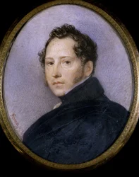 アーティスト シルベスター シュケドリン (シルベスター シュケドリン) (1791-1830) の肖像 (アーティスト S. シュケドリンの肖像)。 Karl Pavlovich Briullov (Briullov) (1799-1852) の作品、紙に水彩