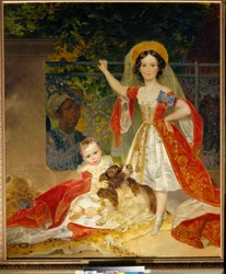 Portraits des enfants du Prince Volkonski (ヴォルコンスキー王子の子供たちの肖像) - Karl Pavlovich Bryullov (Bryullov) (1799-1852) によるキャンバスに油彩