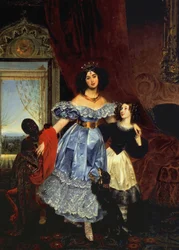 ユリア・サモイロワ伯爵夫人と継娘アマジリア・パチーニ、そして黒人の少年の肖像、1832-1834年