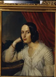 Portrait de Natalia Alekseevna Tuchkova Ogareva (1829-1913) (N. A. Tuchkova Ogareva の肖像)。 Peinture de Karl Reichel (1788-1857)、キャンバスに油彩、1842 年。 Art russe