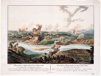 1788年のホーティン包囲戦 - Schuetz, Carl (1745-1800) - 1788 - 銅版画、水彩画 - 36,6x48,3 - 個人蔵