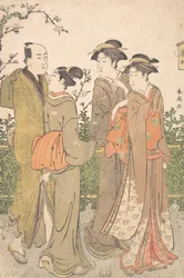 召使を伴った3人の女性のグループ 1780年～1795年
