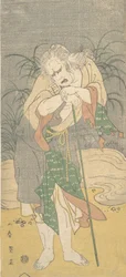 ボロボロの白髪の老人としての浅尾為十郎、ca. 1789年。