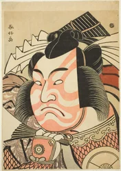 四代目岩井半四郎、秋田城之介義景役「芝楽」肖像 1791年頃（錦絵：相判）