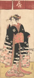 正体不明の女役の二代目俳優市川物助。 1789年。