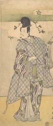 詩を書く貴人としての俳優沢村宗十郎 3 世、1782 年。