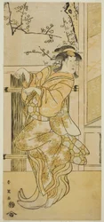 寛政元年（1789）十一月、中村座で上演された『小町村芝居の正月』の小女郎狐に扮した三代目瀬川菊之丞。